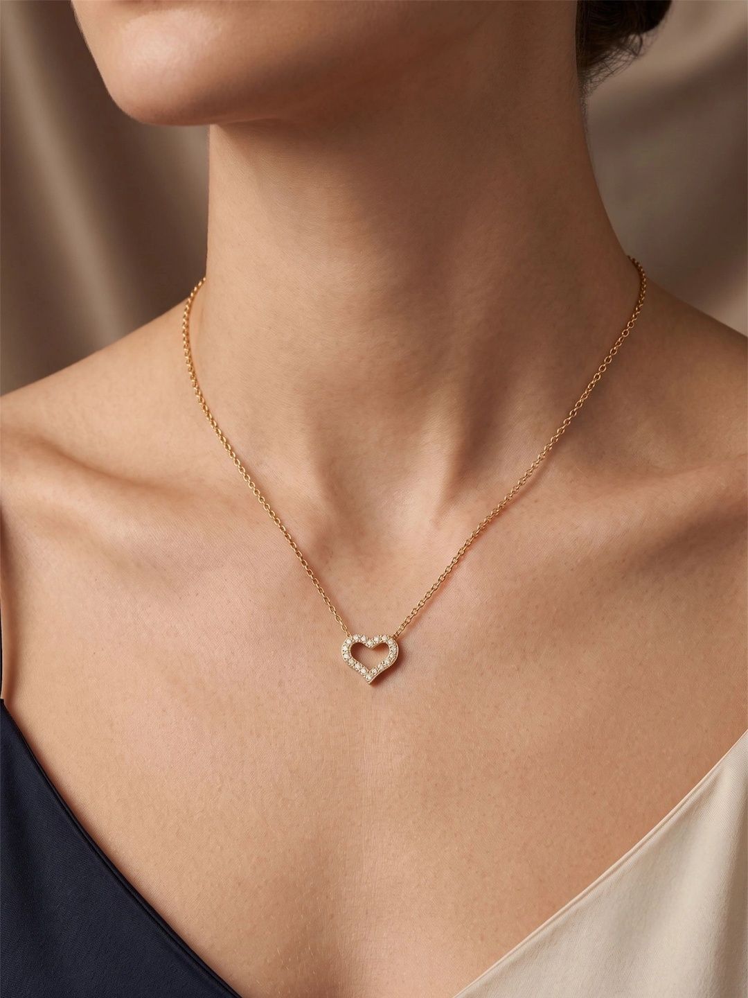 PEACHY LOVE Stainless Steel 18K Gold Plated Anti Tarnish Necklace