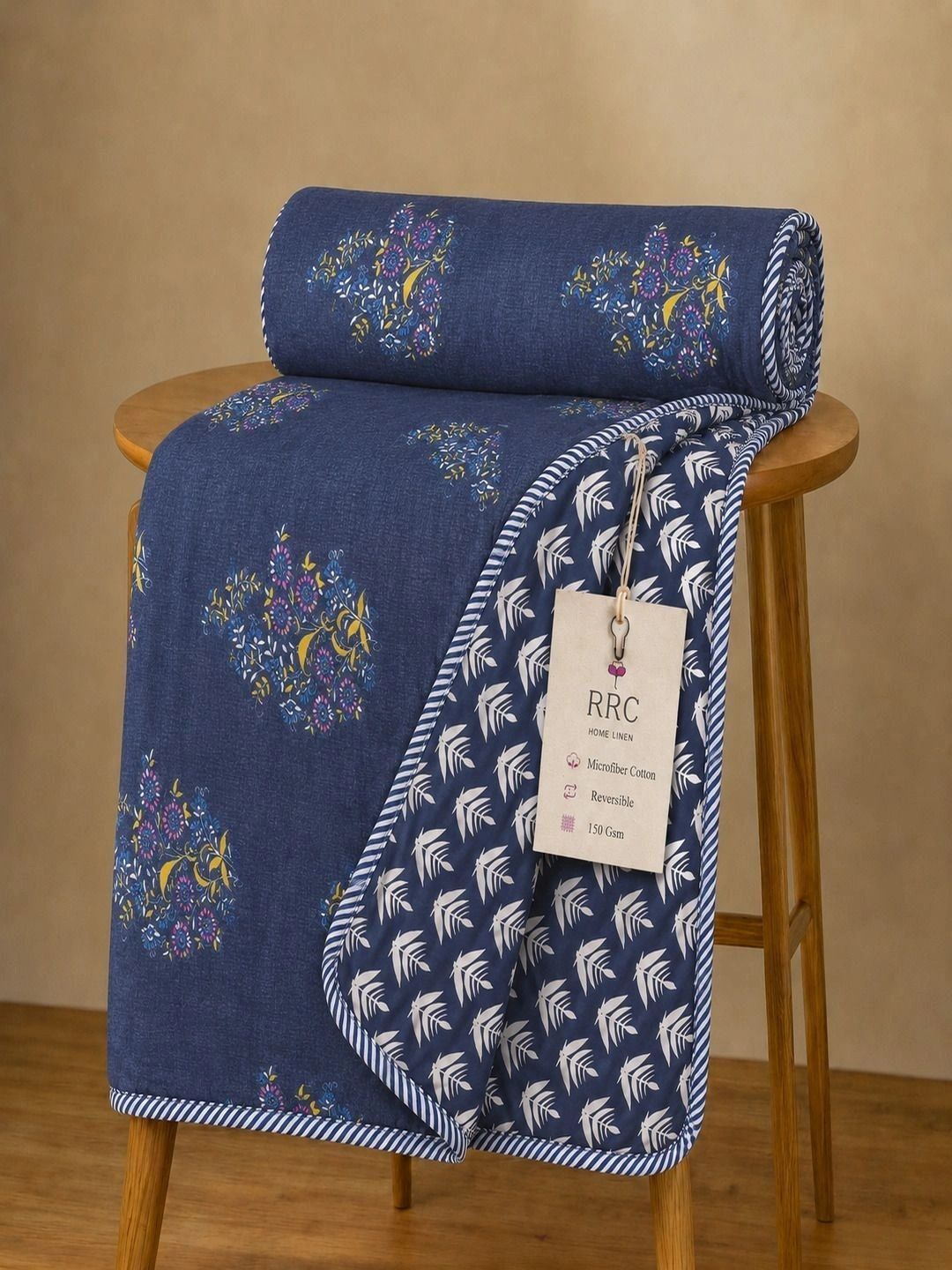RRC Blue Floral Microfiber AC Room 150 GSM Single Dohar
