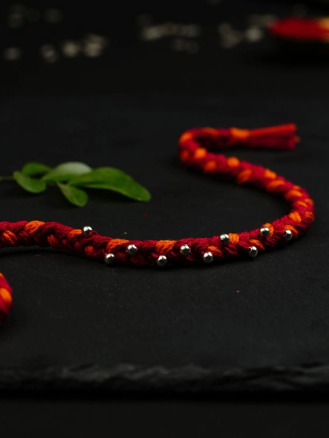 Meenakari Heritage Jewellery 92.5 Sterling Silver Bead Rakhi
