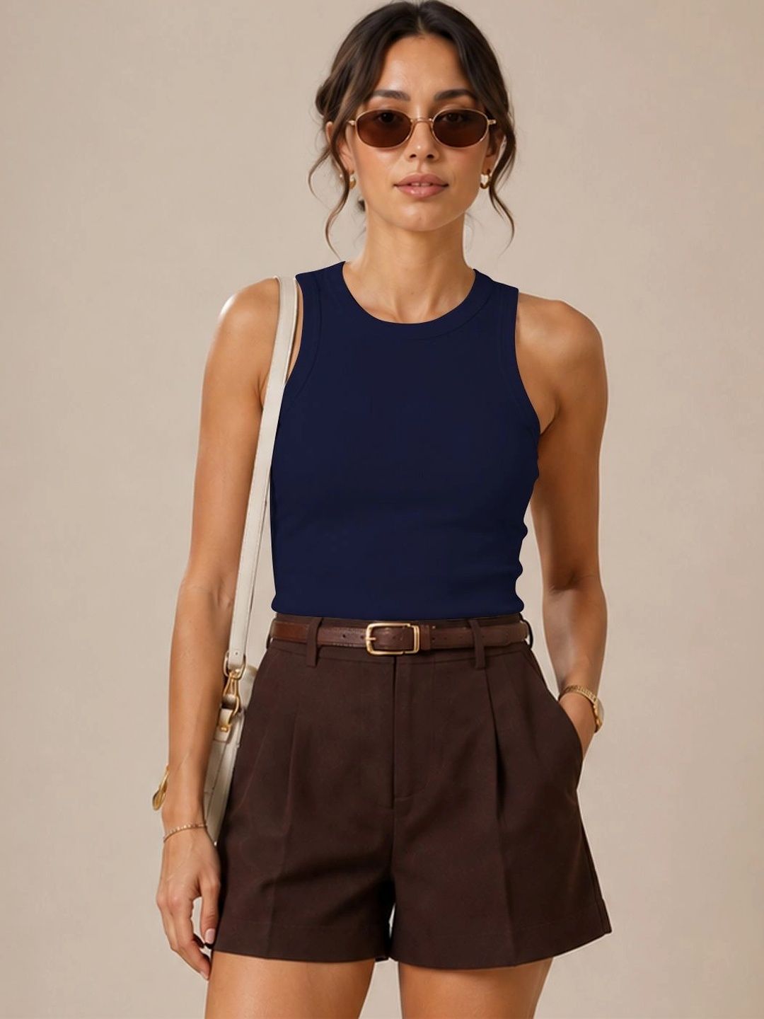 Solid Sleeveless Ribbed tank crop Top