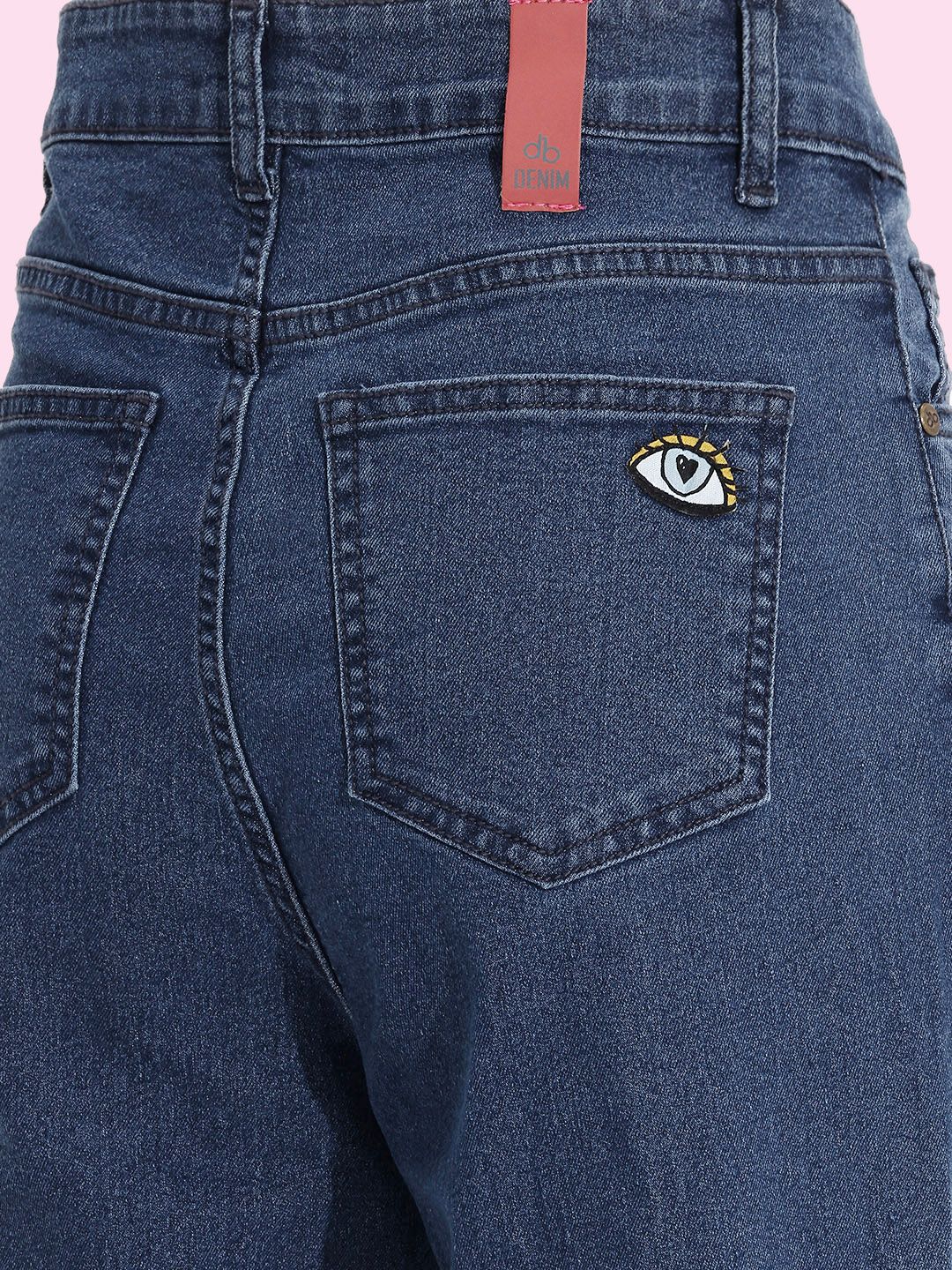 Women Straight Fit High-Rise Light Fade Embellished Stretchable Jeans 5