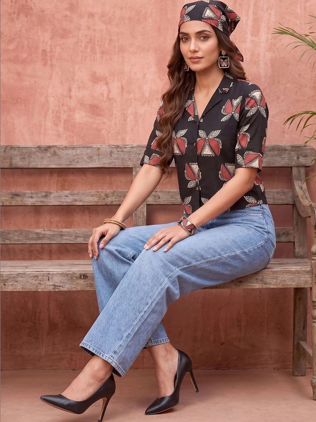 Anouk Print Ethnic Cotton Crop Top