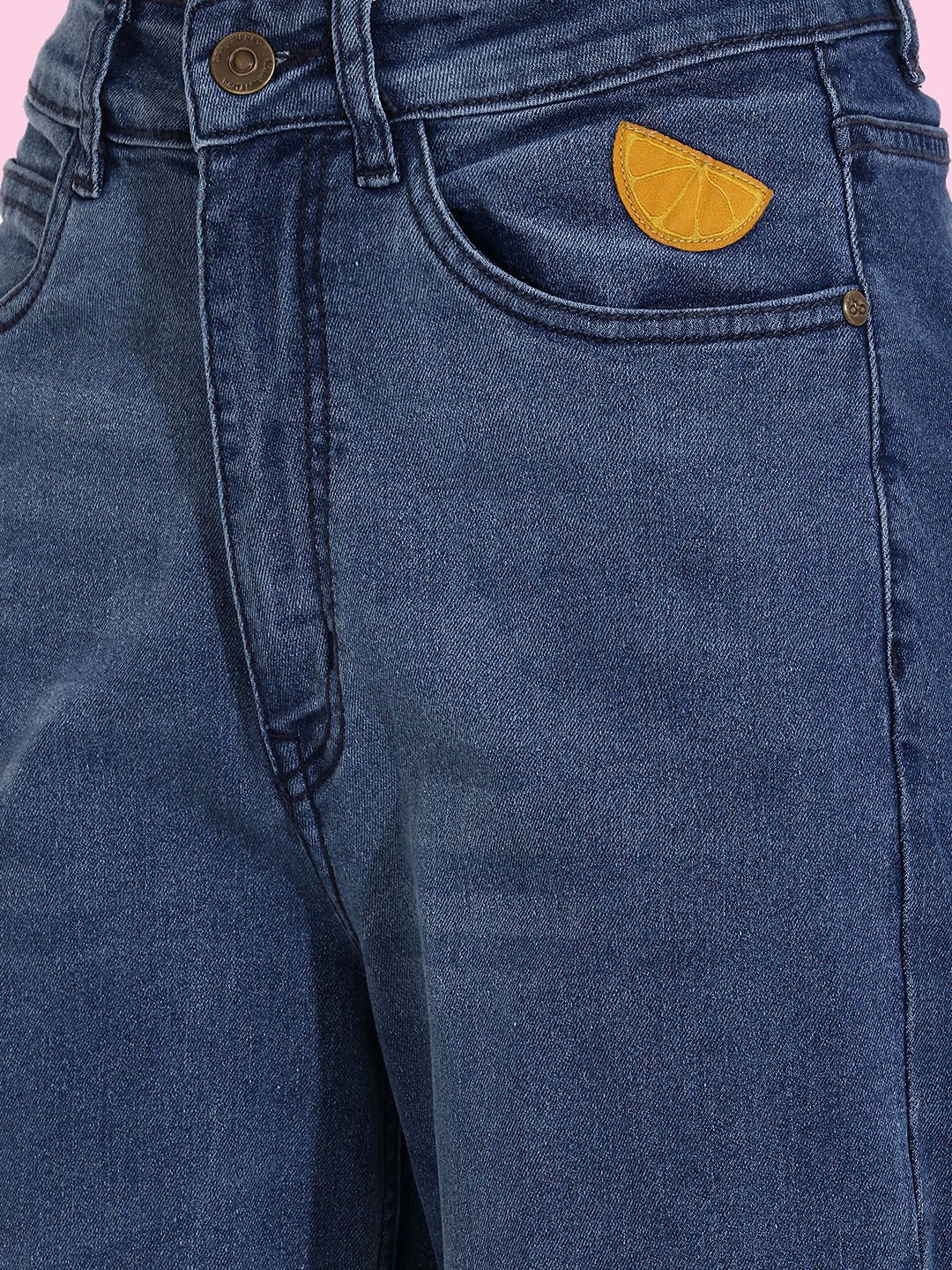 Women Straight Fit High-Rise Light Fade Embellished Stretchable Jeans 2