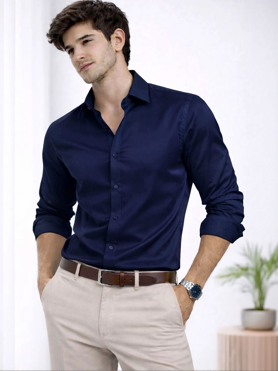 THE BIG ATTIRE Men Classic Formal Shirt