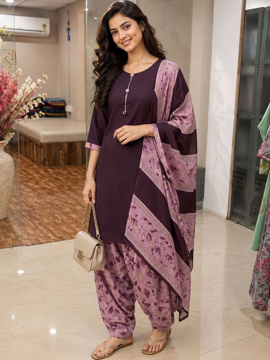 Moda Rapido Women Floral Regular Kurta with Patiala & With Dupatta