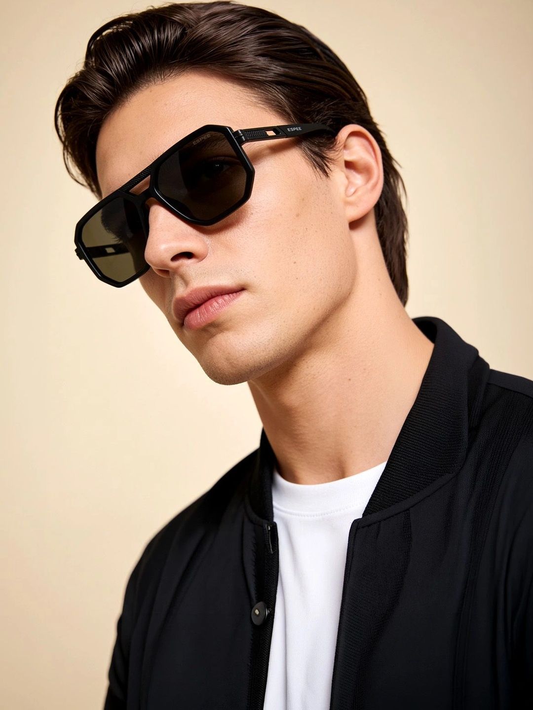 Espee Men Black Lens & Black Square Sunglasses with