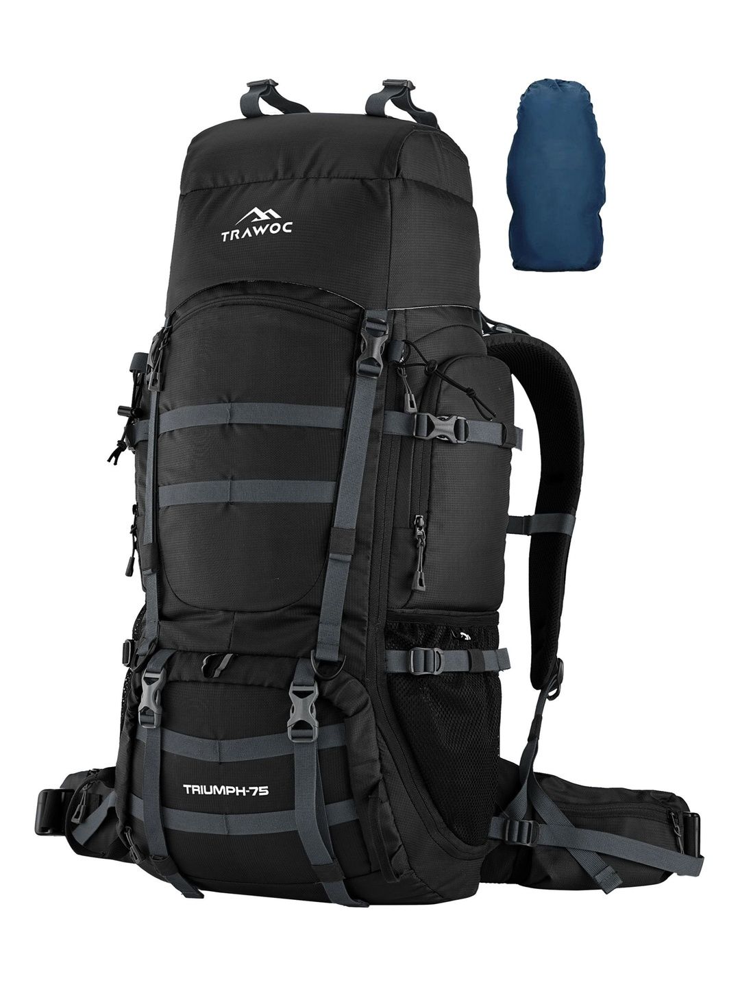 TRAWOC TRIUMPH X Solid 75L Rucksack With Laptop Compartment Rain Cover