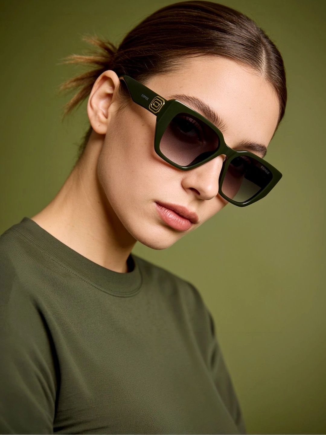 Espee Women Grey Lens & Green Butterfly Sunglasses with UV Protected Lens