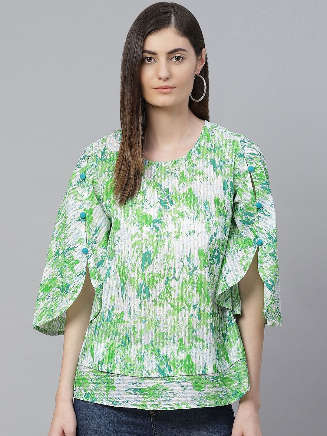 IKRASS Women Tie and Dye Print Top