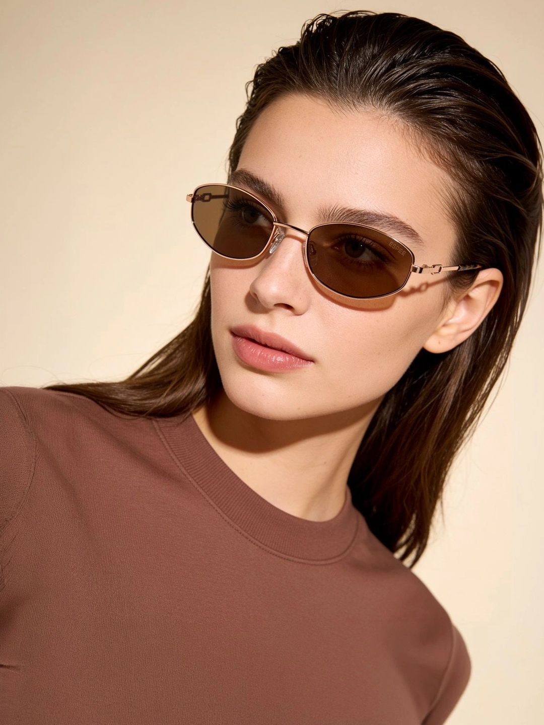 Buy Espee Women Brown Lens & Rose Gold Toned Oval Sunglasses With UV Protected Lens -  - Accessories for Women