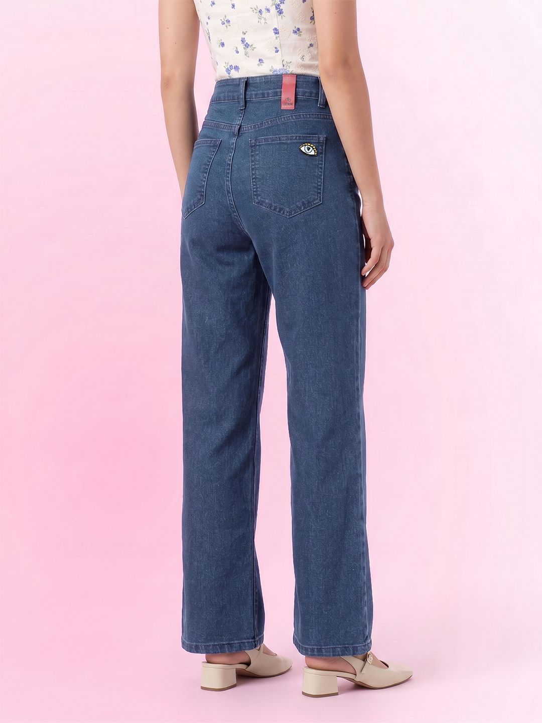 Women Straight Fit High-Rise Light Fade Embellished Stretchable Jeans 3