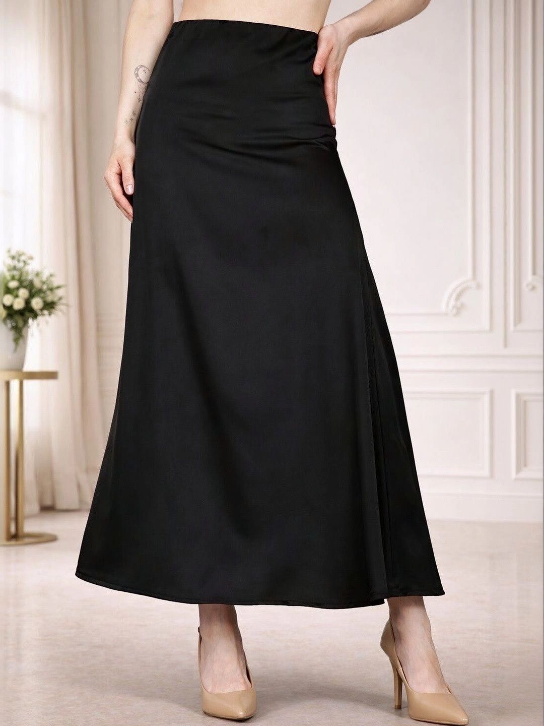 Aadvi Fashion Women Satin Korean Maxi A-Line Skirt