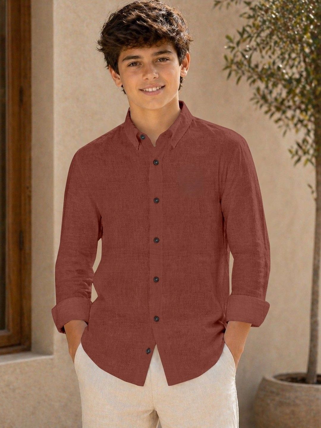 MAMERU Boys Standard Casual Shirt