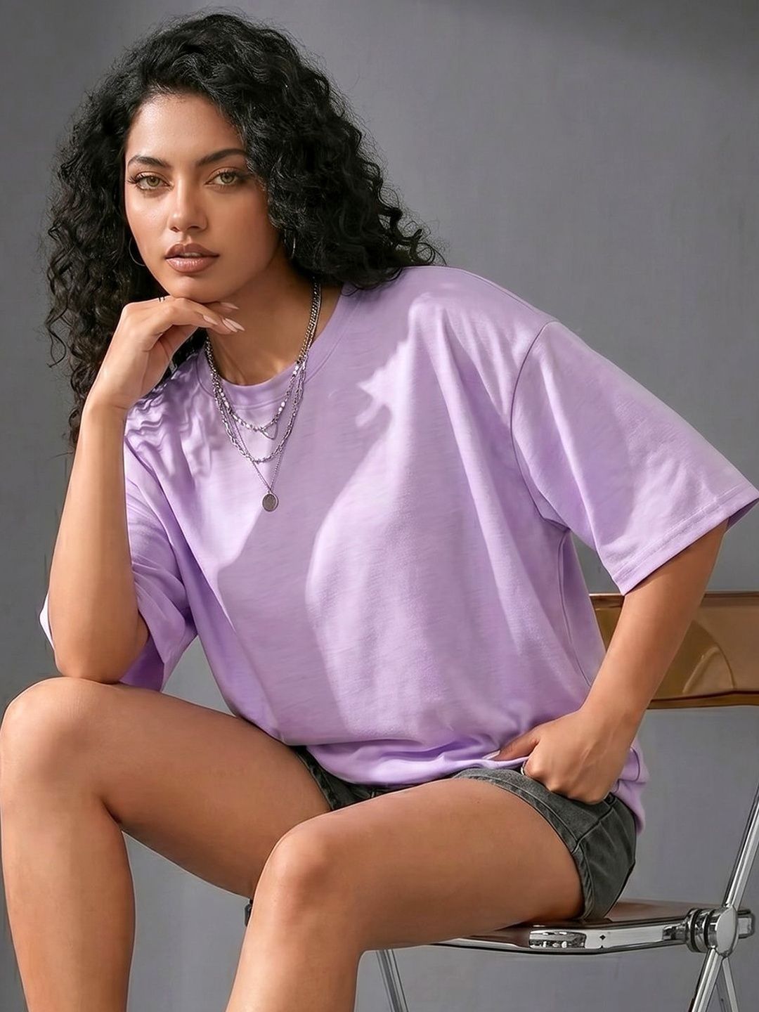 ADDYVERO Women Drop-Shoulder Sleeves Boxy T-shirt