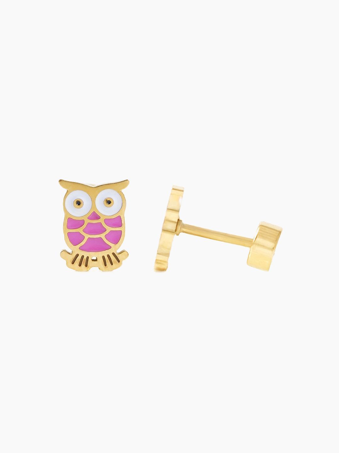 SWASHAA Girls Stainless steel 18K Gold Plated Owl Shaped Studs Earrings
