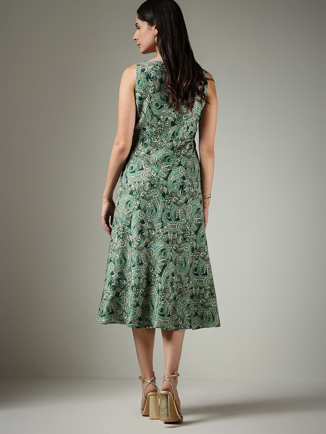 Paisley Printed Fit & Flare Midi Dress 6