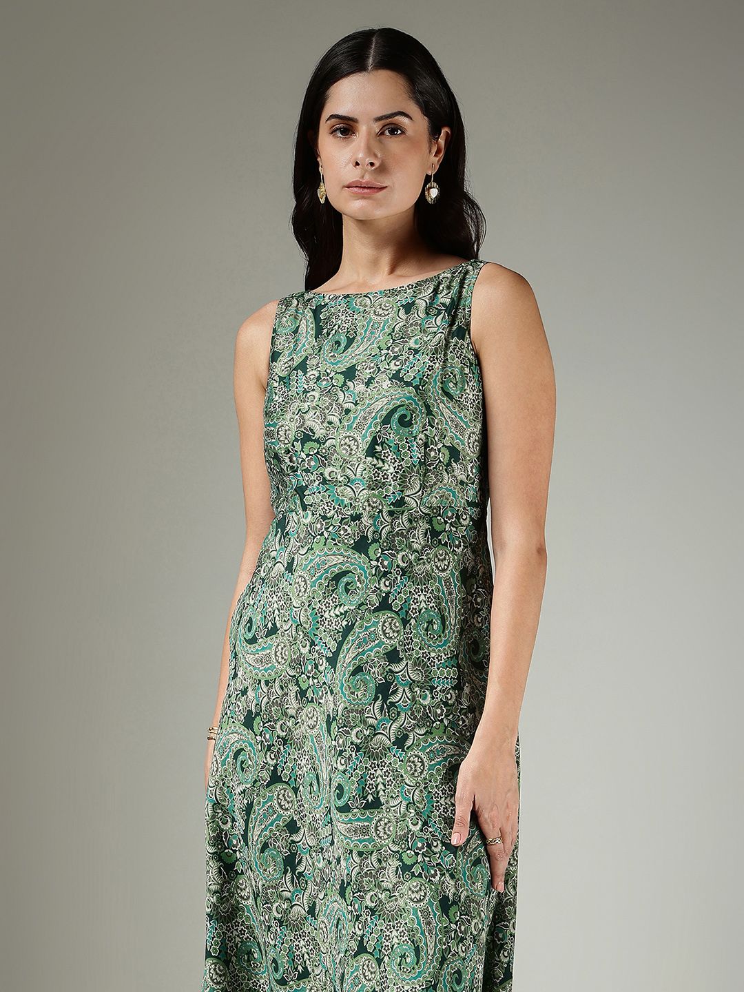 Paisley Printed Fit & Flare Midi Dress 4