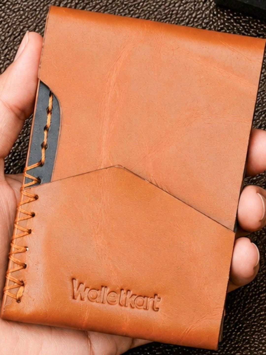 WALLETKART Men Colourblocked Leather Two Fold Wallet