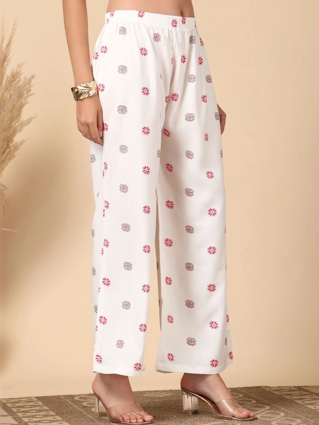 Women Floral Printed Knitted Ethnic Palazzos 2