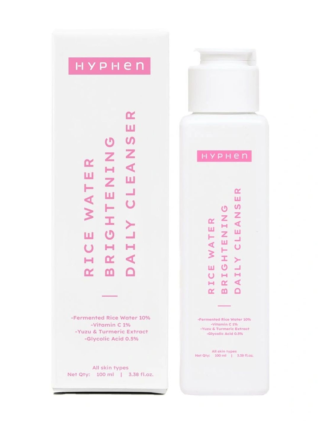 Hyphen Rice Water Brightening Daily Cleanser To Brighten Skin & Reduces Dark Spots - 100ml