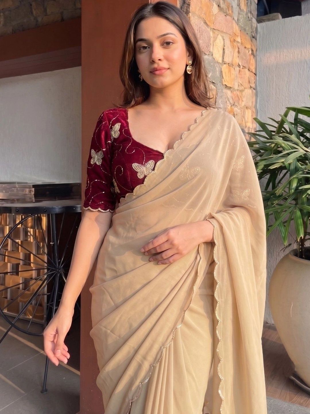 Shreevally Embroidered Poly Georgette Designer Saree