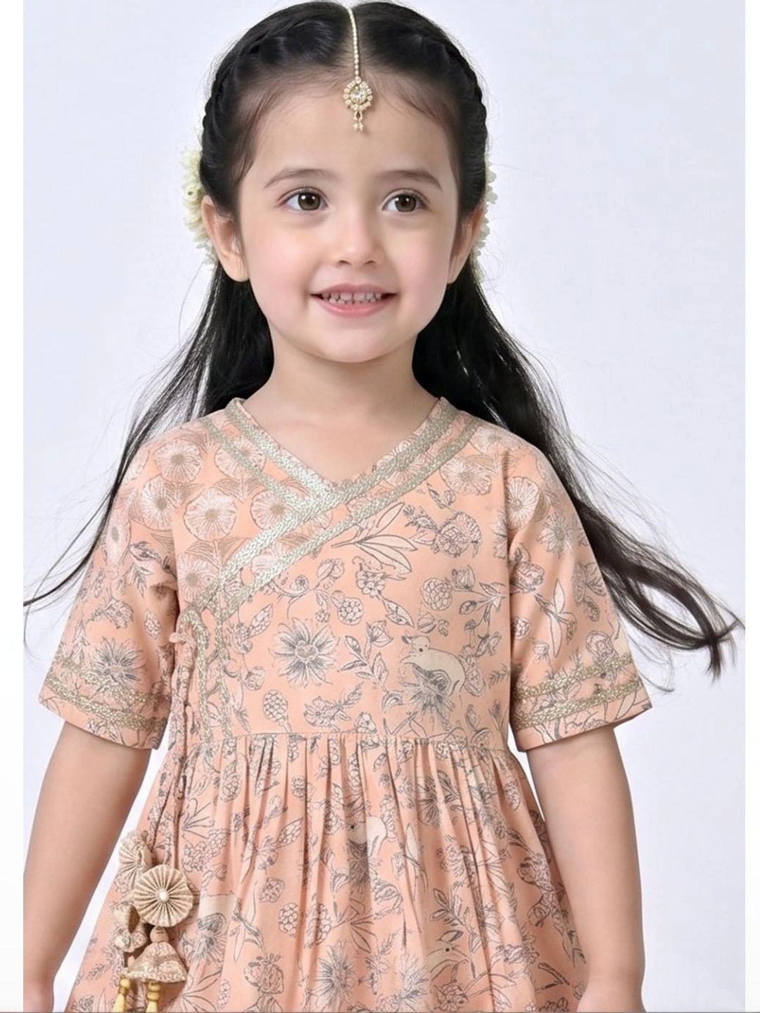 Girls Floral Printed Angrakha Kurta with Sharara 6