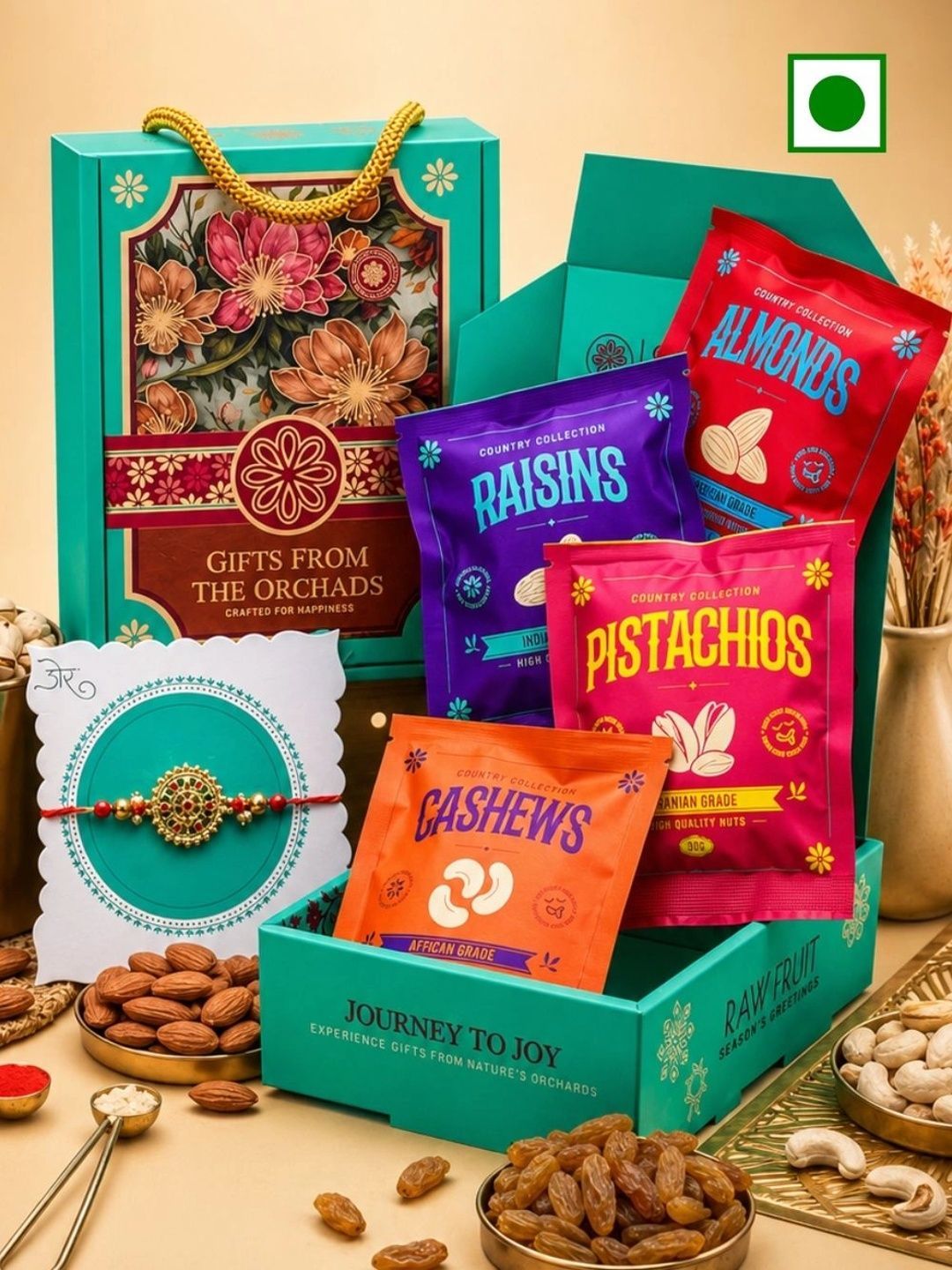 RawFruit Rakhi & Dry Fruits  Gift Set