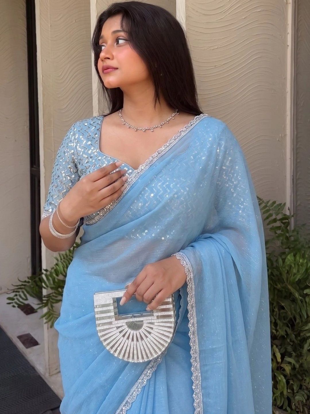 Shreevally Embroidered Organza Designer Saree