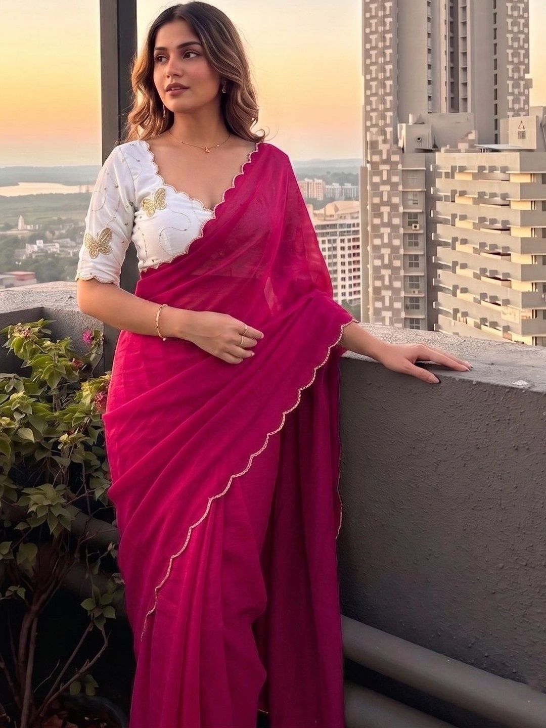Shreevally Embroidered Poly Georgette Designer Saree