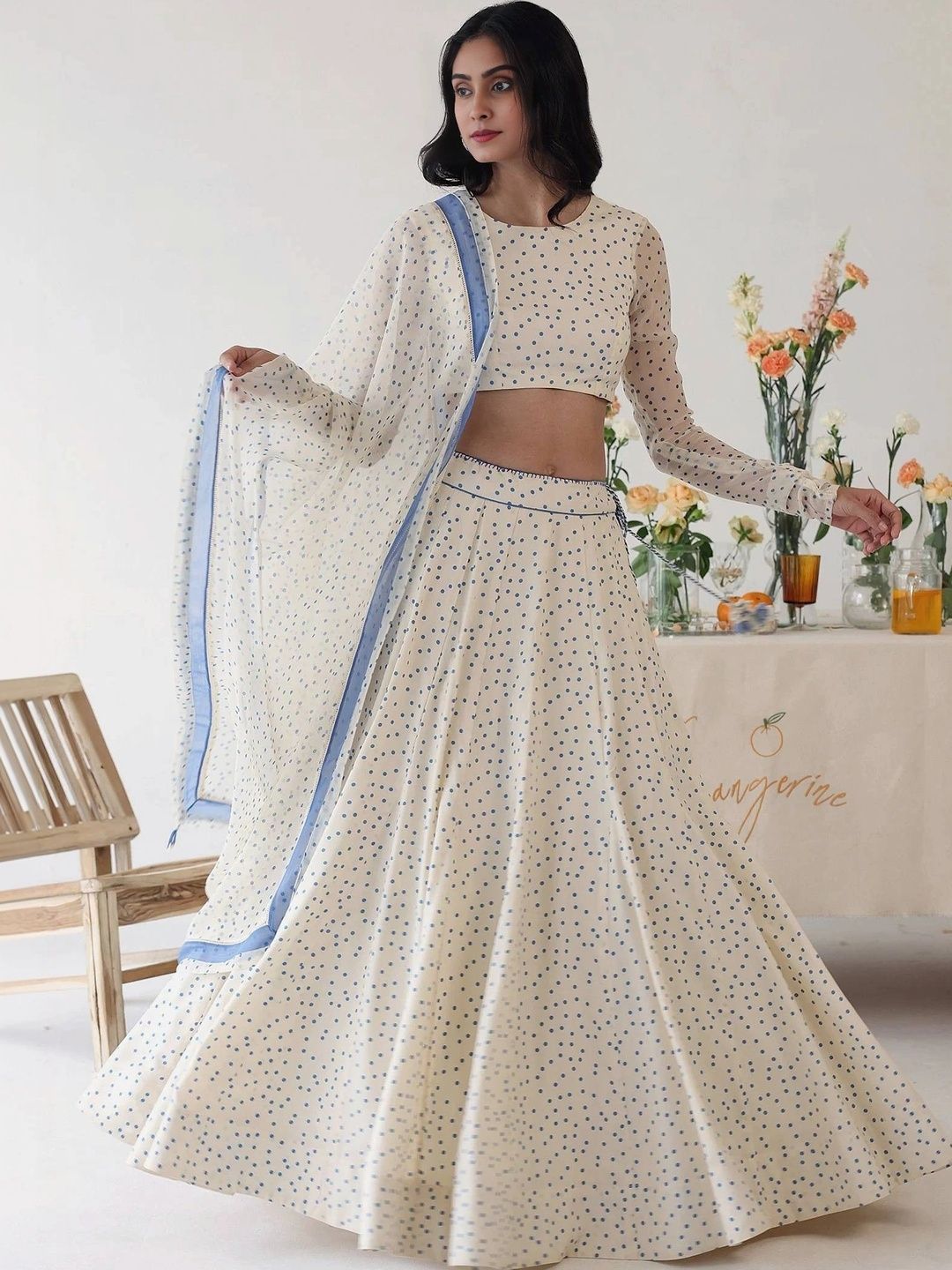 Printed Semi-Stitched Lehenga & Unstitched Blouse With Dupatta 3