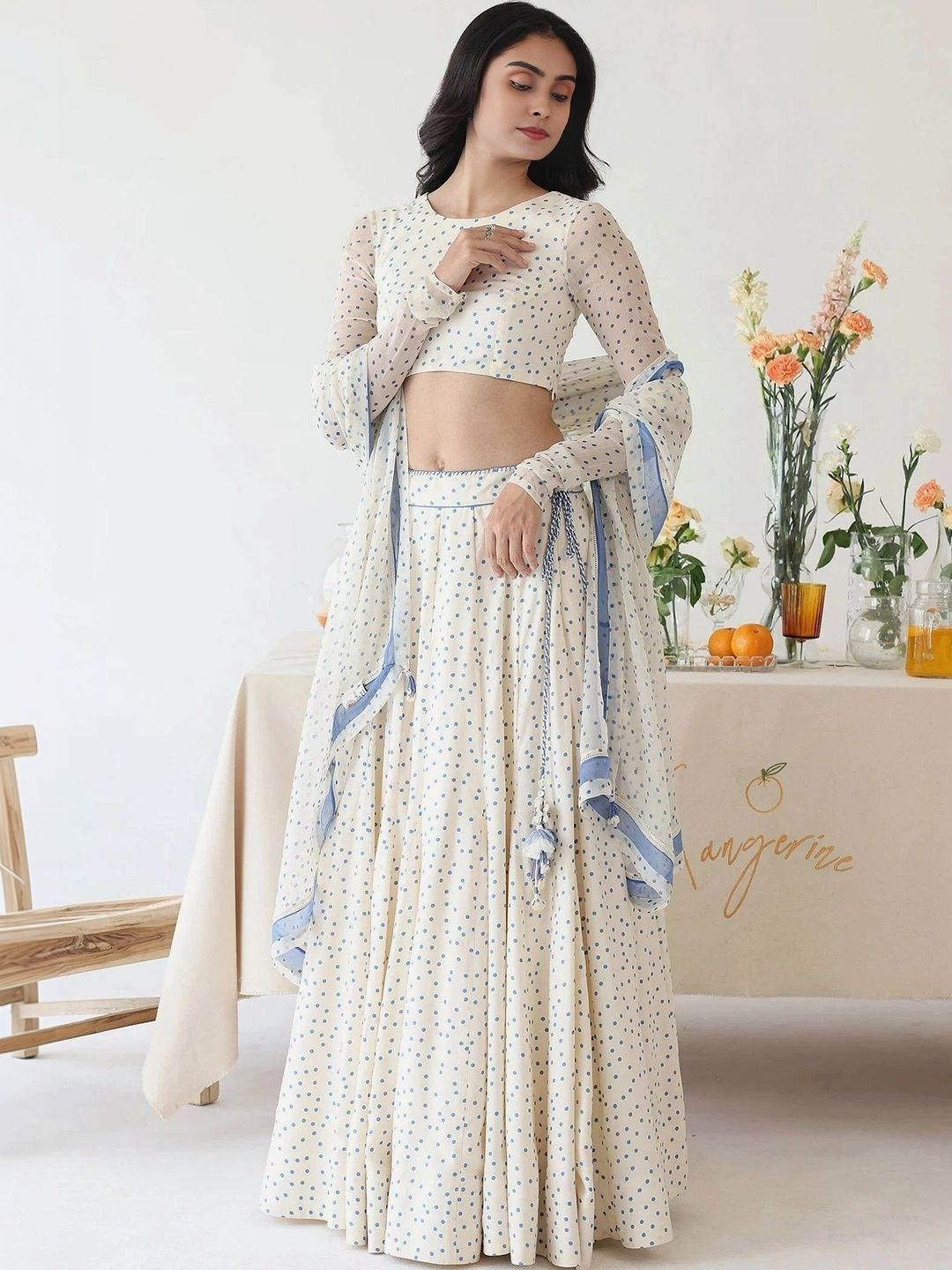 Printed Semi-Stitched Lehenga & Unstitched Blouse With Dupatta 5