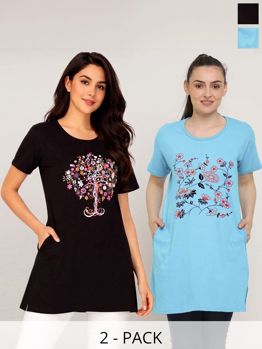 DDASPRATION Women Floral 2 Printed Pockets T-shirt