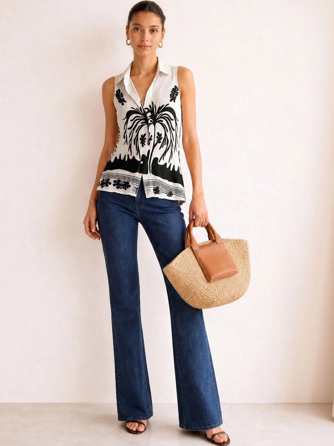 Sixth House Tropical Print Tropical Cotton Top
