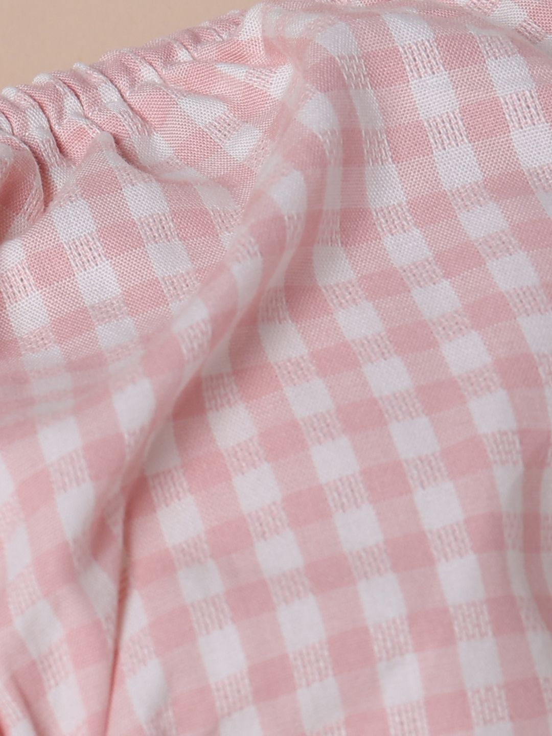 Infant Girls Checked Peter Pan Collar A-Line Pure Cotton Dress With Bloomers 8