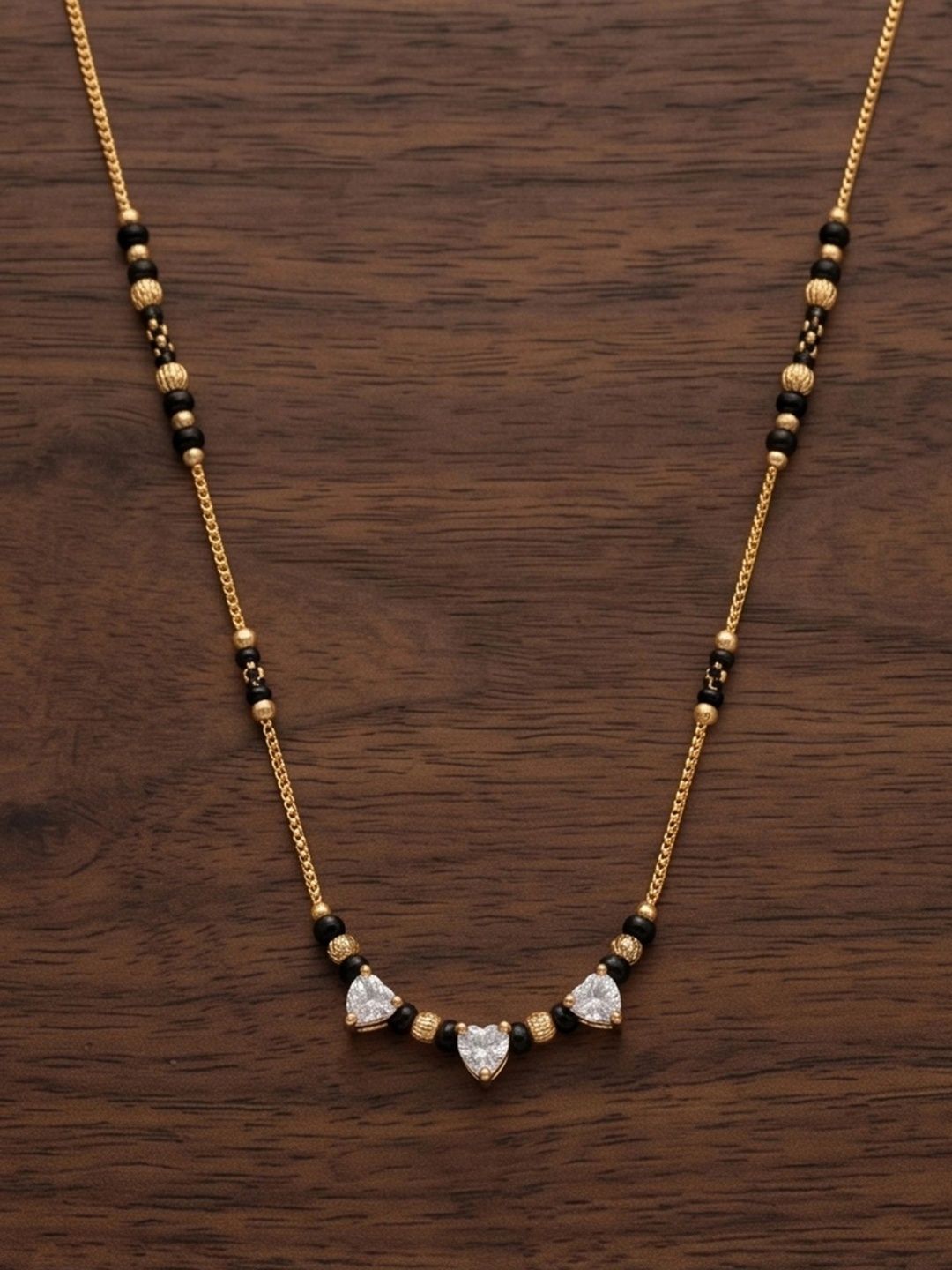 Bagdo Gold-Plated Artificial Stones and Beads Mangalsutra