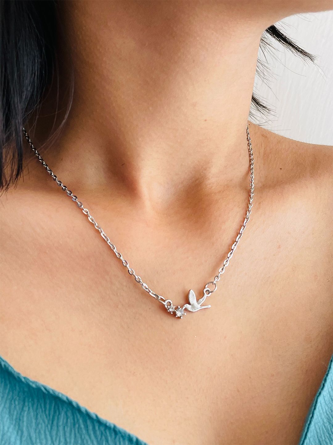 ISHKAARA Silver-Plated Rhodium-Plated Necklace