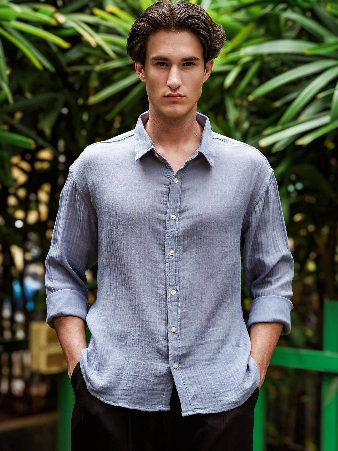 FOUL CHILD Men Wrinkled Gauze Holiday Shirt
