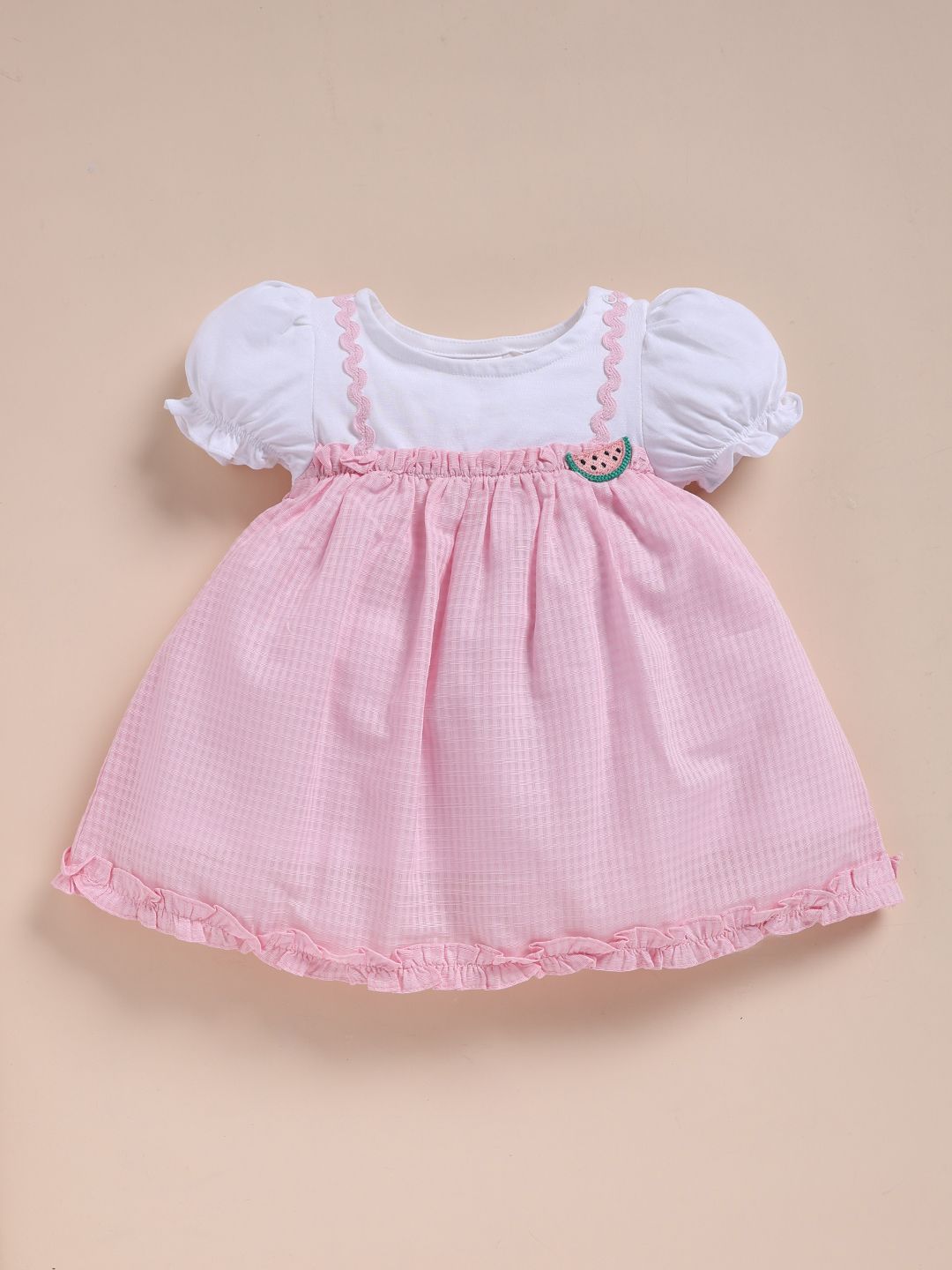 Girls Checked Puff Sleeve A-Line Dress 4