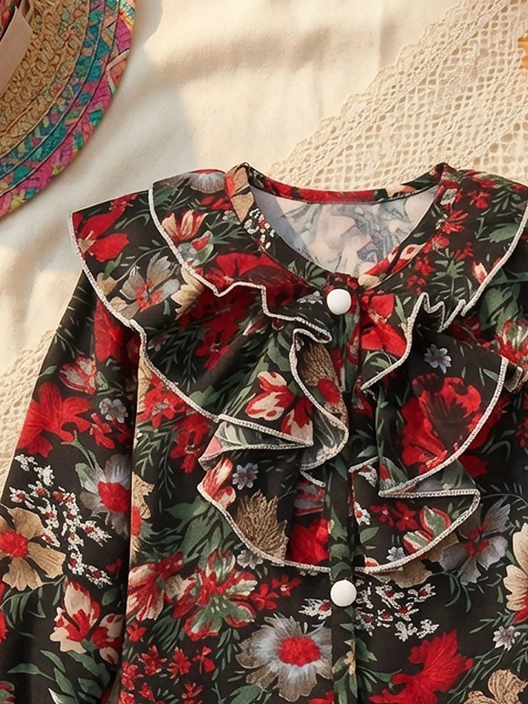Floral Print Ruffles Top 3
