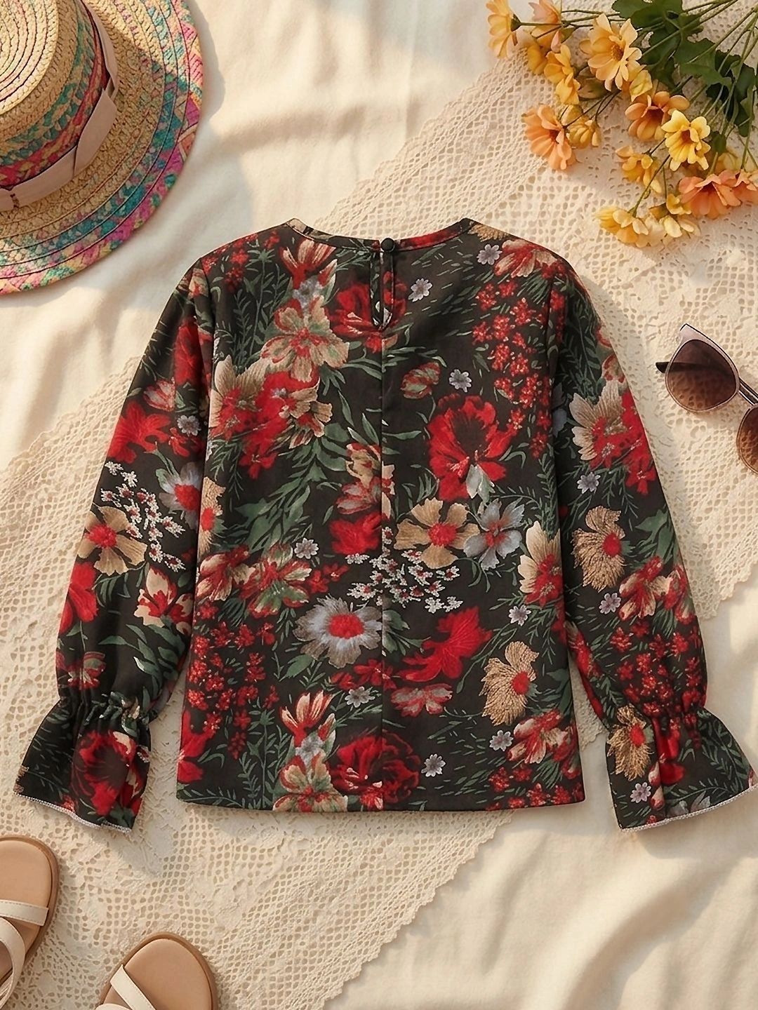Floral Print Ruffles Top 2