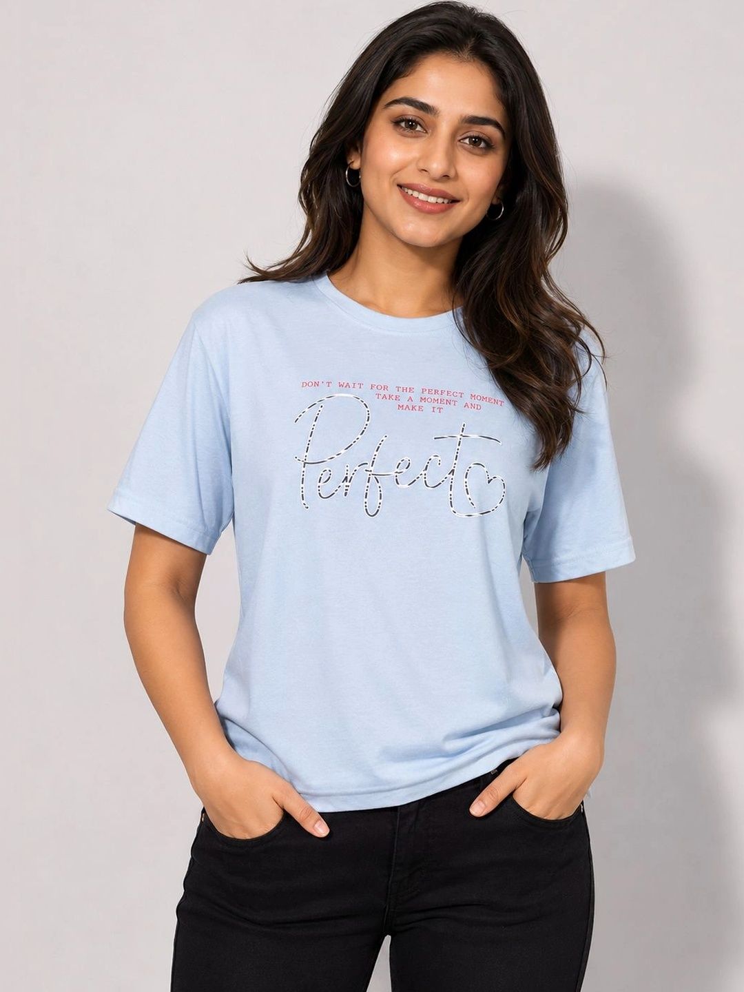 ONLYBASIC Women Typography Printed Slim Fit T-shirt