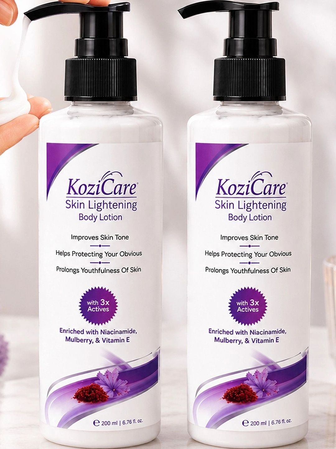 KOZICARE Set of 2 Real Saffron Body Lotion with Kojic Acid - 200 ml