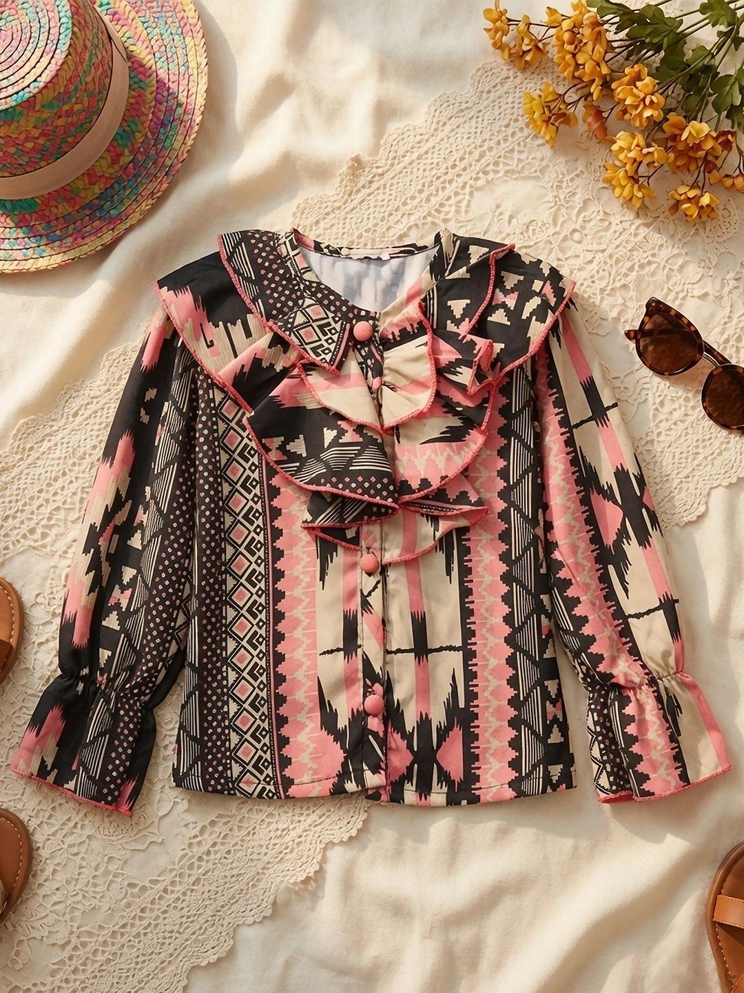 Print Ruffles Ethnic Top 2