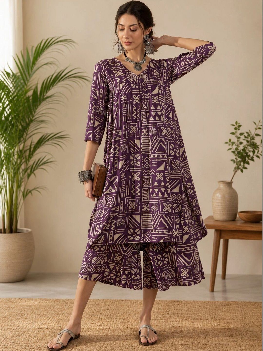 UGMAZ Women Floral Printed Angrakha Kurta with Palazzos