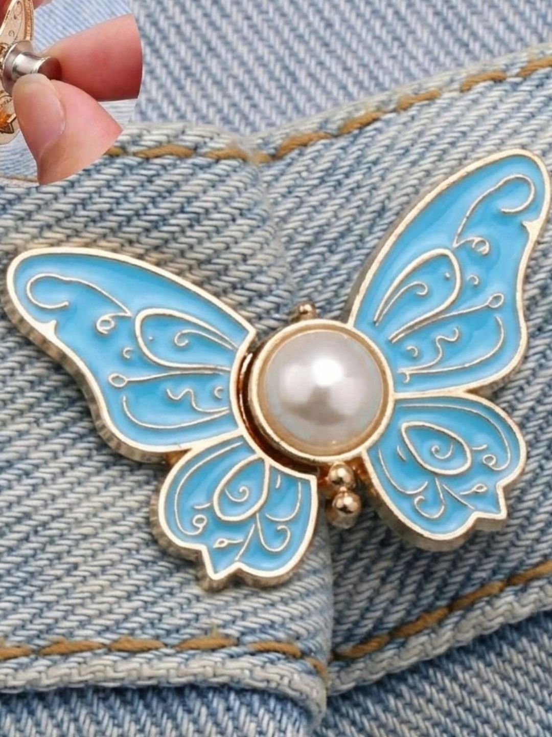 Fabme Women No Sewing Butterfly Button Reusable Metal Adjustable Waist Tightener