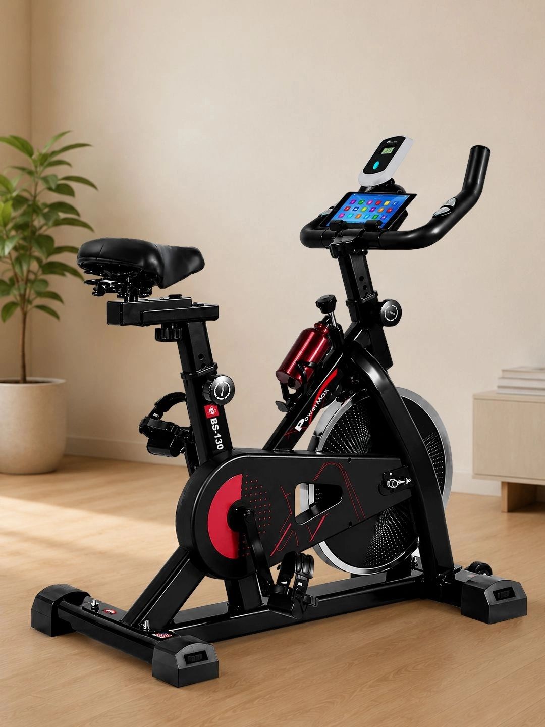 PowerMax Fitness BS-130 Spin Exercise Bike for Home Max User Weight 130kg