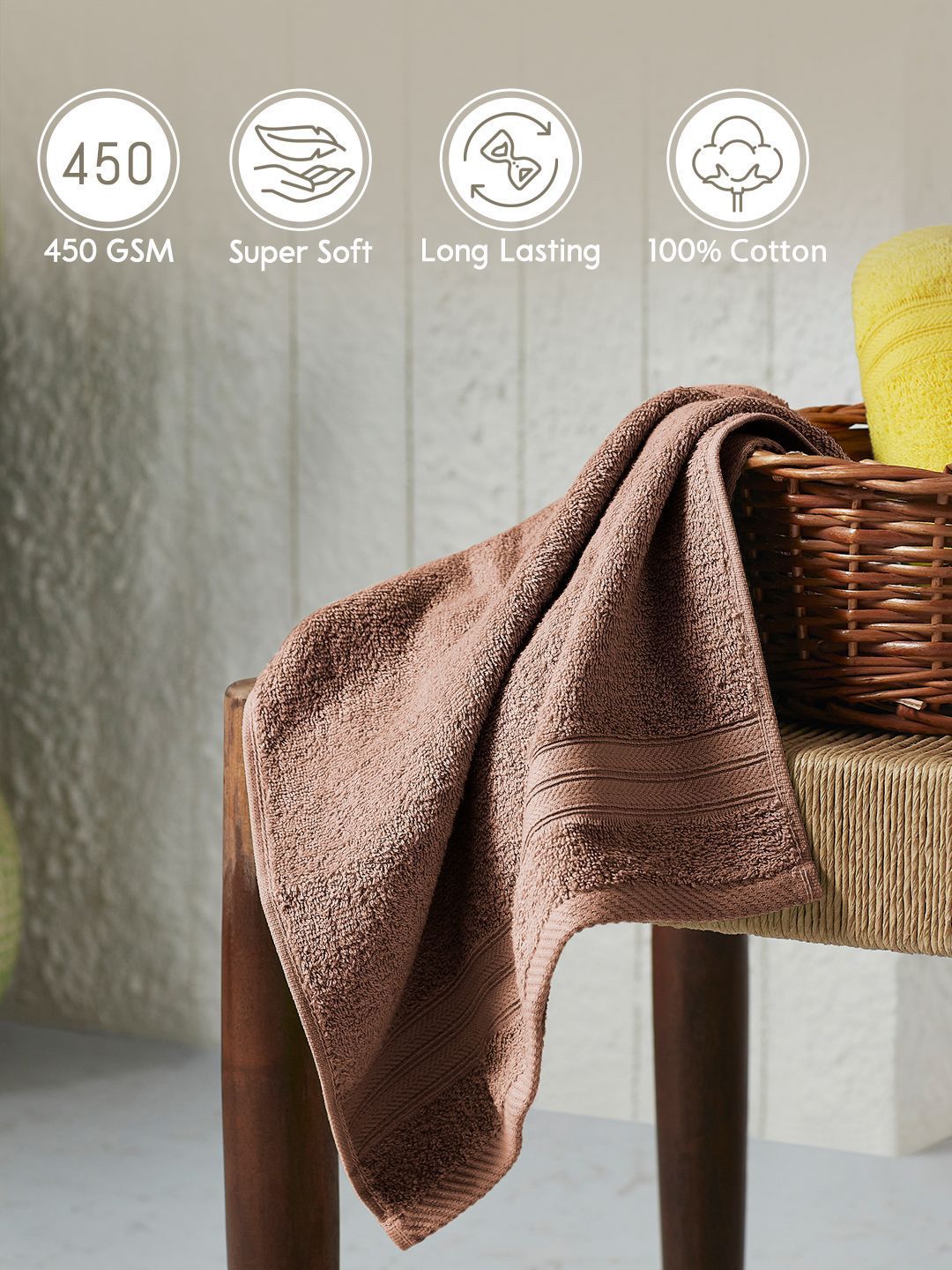 Layers Set Of 2 Brown 450 GSM Pure Cotton Hand Towel