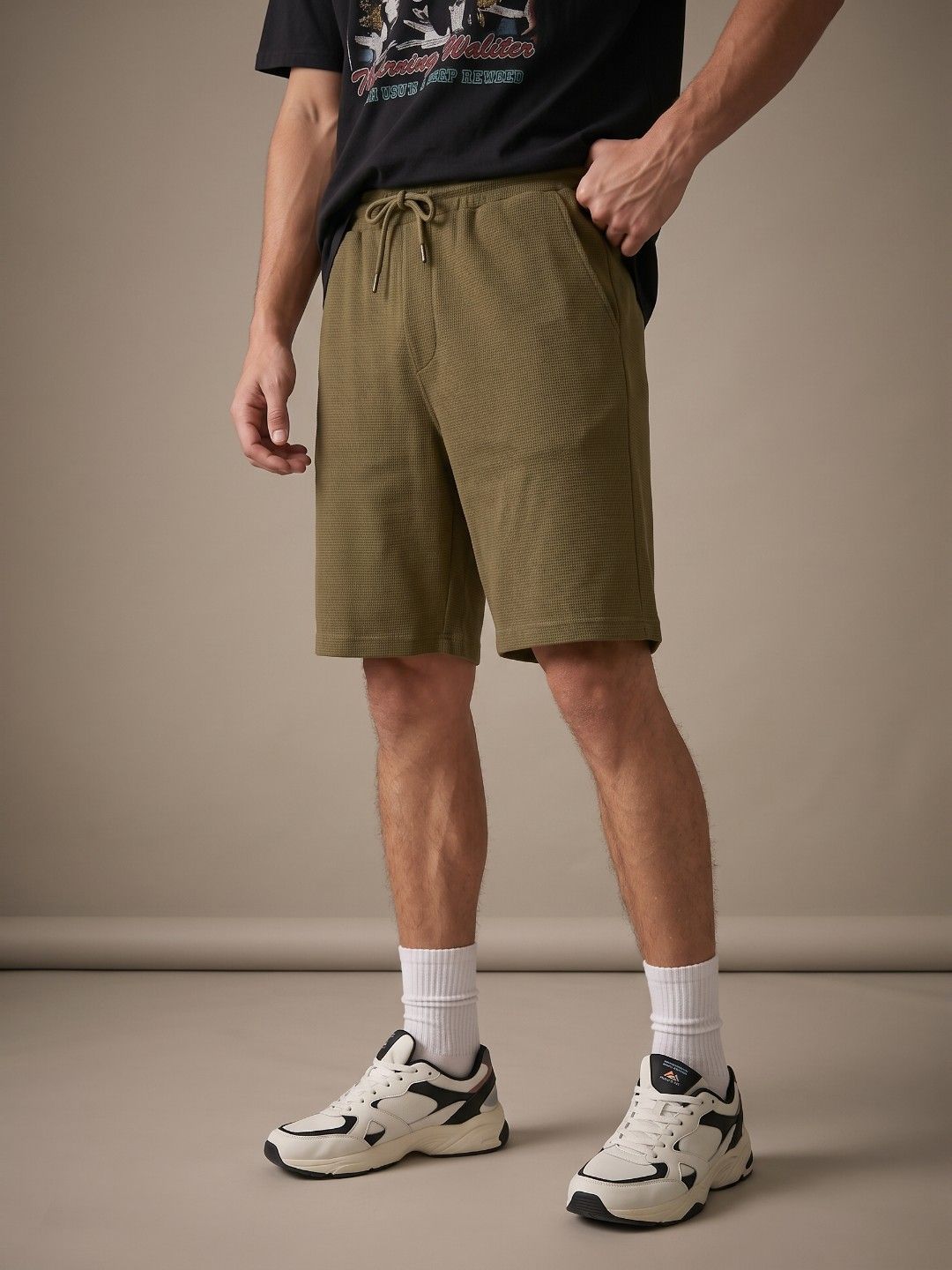 glitchez Men Textured Relaxed Fit Shorts