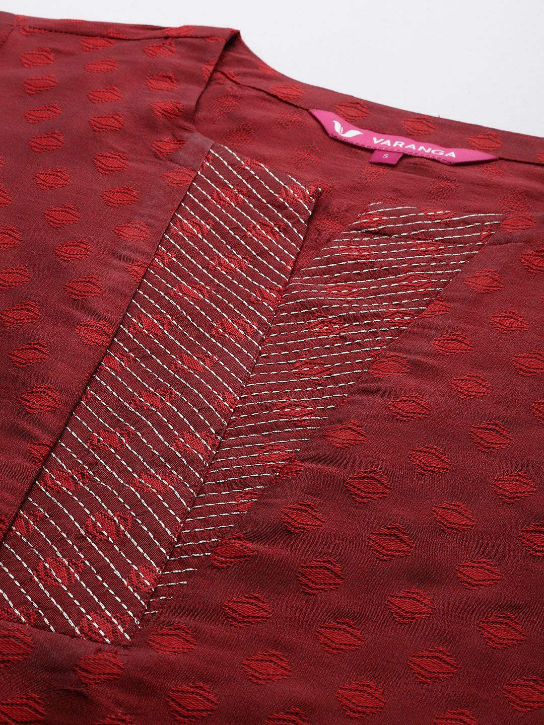 Maroon Zari Work textured Kurta with Trouser and Printed Dupatta 2