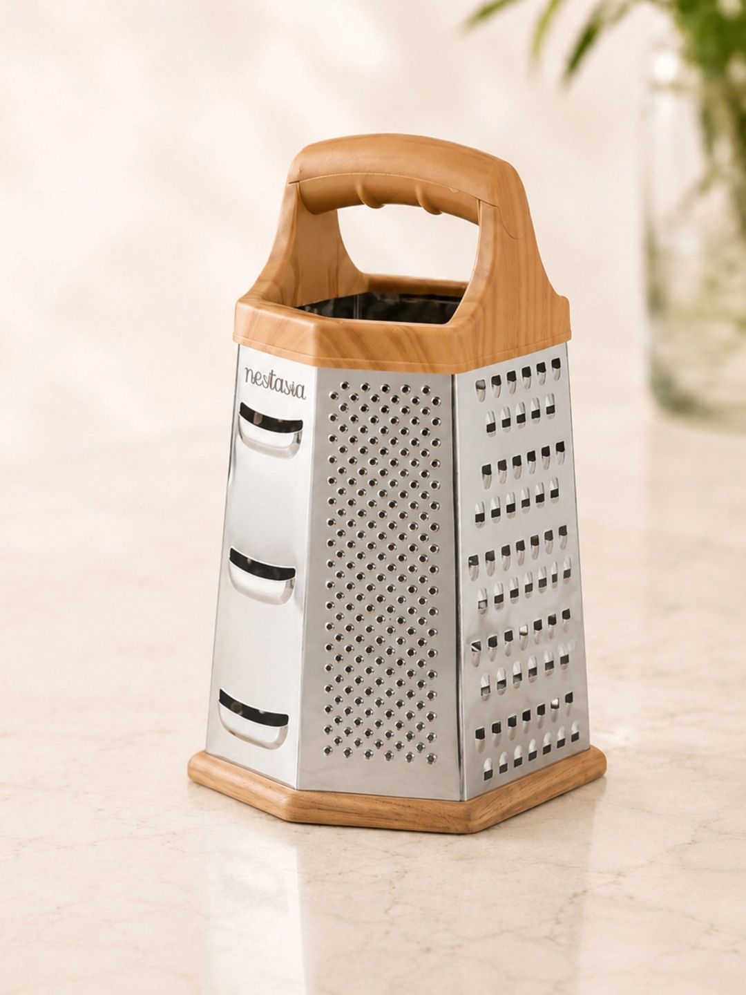 Nestasia White & Brown Stainless Steel 6 Sided Grater